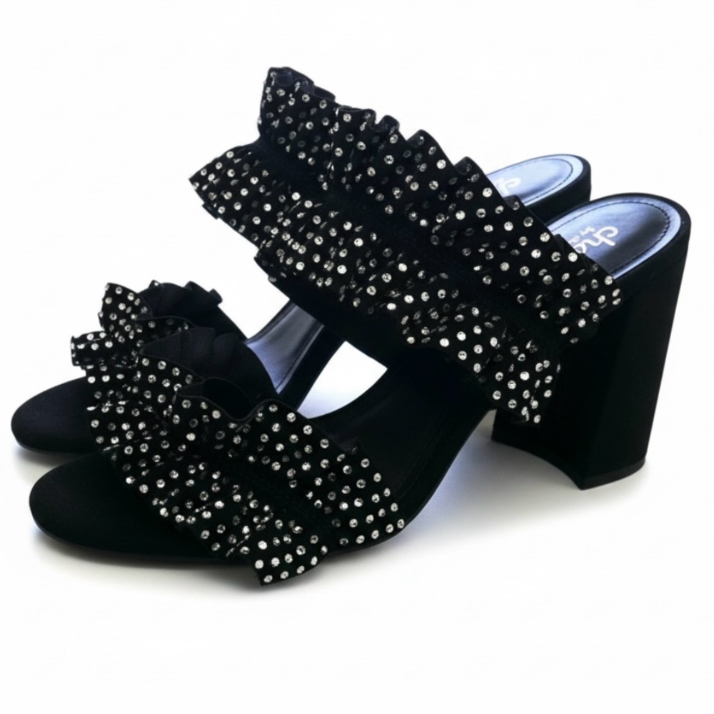 Charles By Charles David Cinched Block Heel Sandals NEW Size 8.5 Ruffle Frilly